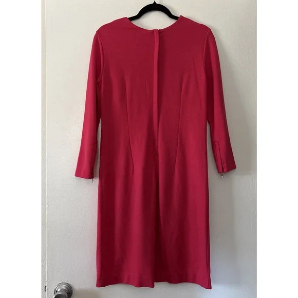 Ann Taylor Red Stretch Sheath Dress Zipper 3/4 Sleeve Size 6 Stretch Designer - Picture 5 of 12